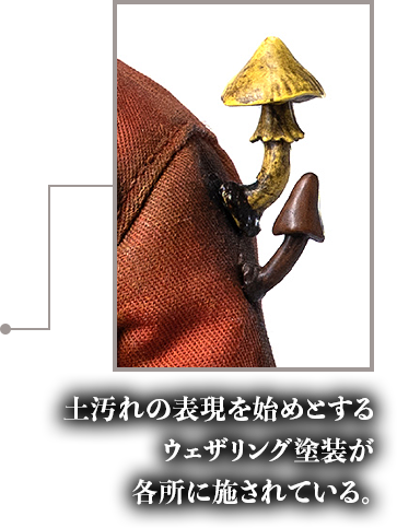 土汚れの表現を始めとするウェザリング塗装が各所に施されている。